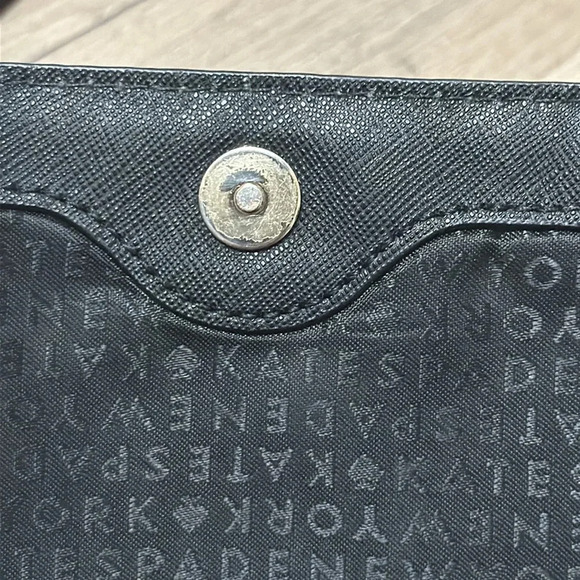 Kate Spade Black Leather Flap Crossbody Bag with silver hardware details - Picture 7 of 14